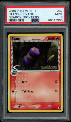 PSA 9 Ekans Reverse Foil Stamped #47 EX Dragon Frontiers Pokemon 2006 Low Pop - Image 1