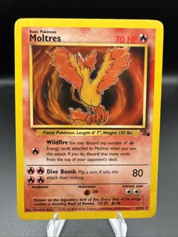Moltres 27/62 - Fossil Unlimited Non-Holo Rare Pokemon TCG LP - Image 1