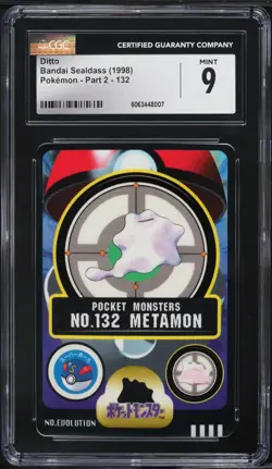 1998 Pokemon Japanese Bandai Sealdass Sticker Ditto #132 CGC 9 MINT - Image 1
