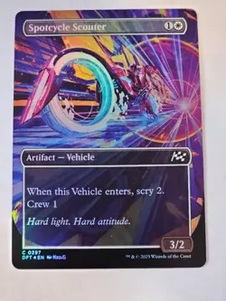 MTG - Spotcycle Scouter Borderless FOIL - Aetherdrift - Image 1