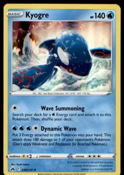 Kyogre 036/159 Holo Rare Crown Zenith Pokemon Holo Near Mint - Image 1