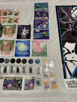 Pokemon TCG Accessories Lot Sleeves Dice Stickers Coins Dividers Poster Tin - Image 3