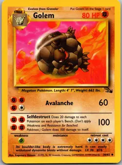 Golem 36/62 Uncommon Fossil Pokemon Near Mint - Image 1