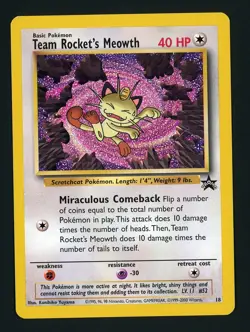 Team Rocket's Meowth MP - Black Star Promo 18 - Pokemon 2000 WOTC - Image 1