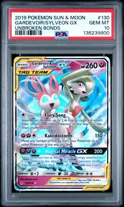 2019 POKEMON SUN & MOON UNBROKEN BONDS #130 GARDEVOIR & SYLVEON GX PSA 10 - Image 1