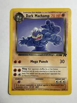 *👊👊* Pokemon Dark Machamp Rare Team Rocket 27/82 Regular 2000 Wizards - Image 1