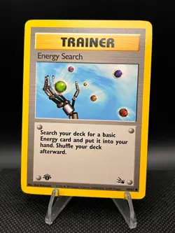 Energy Search 59/62 Common Fossil 1st Edition Pokemon NM/M - Image 1