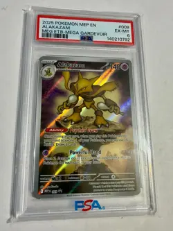 2025 POKEMON MEP EN-ME BLACK STAR PROMO #009 ALAKAZAM PSA 6 - Image 1