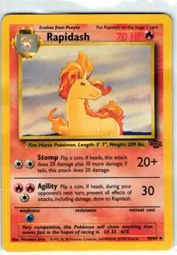 Rapidash 44/64 Jungle Uncommon Unlimited Pokemon TCG HP - Image 1