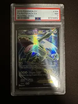 2015 Pokemon TCG Roaring Skies Rayquaza EX 104/108 Full Art Holo PSA 7 - Image 1