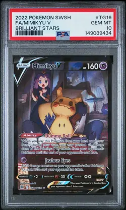 2022 POKEMON SWORD & SHIELD BRILLIANT STARS #TG16 FULL ART/MIMIKYU V PSA 10 - Image 1