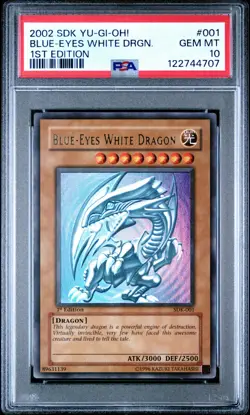 Yu-Gi-Oh! Blue Eyes White Dragon SDK-001 1st Edition 2002 Ultra Rare PSA 10 - Image 1