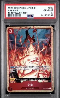 PSA10 Fire Fist Ace OP03-018 R Pillars of Strength One Piece Card Japanese 2023 - Image 1