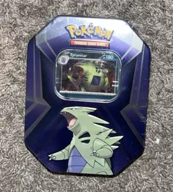Pokemon TCG 2024 Tyranitar Metal Tin with 3 Foil Cards 3 Boosters & Online Code - Image 1