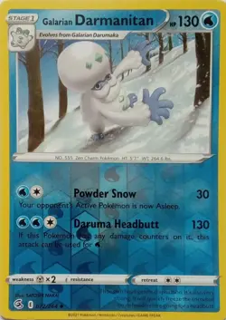 072/264 GALARIAN DARMANITAN REVERSE HOLO FUSION STRIKE POKEMON CARD - Image 1