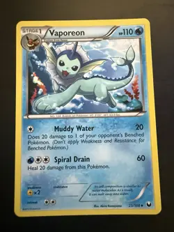 Pokemon TCG Vaporeon Card 25/108 Uncommon Dark Explorers - Image 1