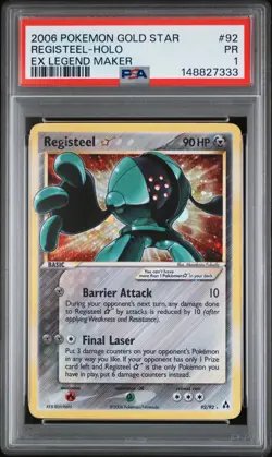 2006 POKEMON EX LEGEND MAKER GOLD STAR #92 REGISTEEL-HOLO PSA 1 - Image 1