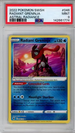 PSA 9 Radiant Greninja Pokemon SWSH Astral Radiance Holo #046 - Image 1
