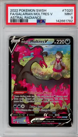 PSA 9 Galarian Moltres V Pokemon SWSH Astral Radiance Alt Art Holo TG20 - Image 1