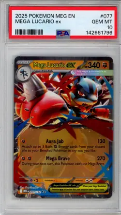 PSA 10 Mega Lucario ex Pokemon S&V Mega Evolution Holo #077 - Image 1