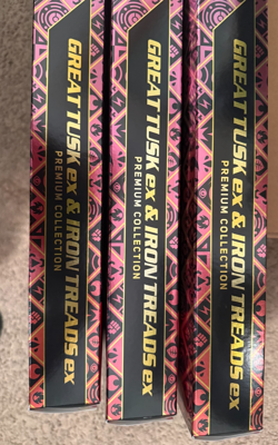 Pokemon Paldean Fates Great Tusk Iron Treads Ex Premium Collection - Lot Of 3 - Image 2