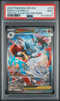 2025 POKEMON MEG EN-MEGA EVOLUTION #179 MEGA LUCARIO EX PSA 9 - Image 1