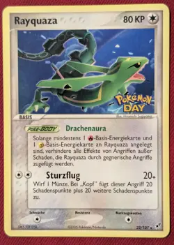 Pokemon Rayquaza 22/107 EX Deoxys | Pokemon Day 2005 Stamp | Germany Exclusive - Image 1
