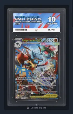Pokemon Mega Lucario EX 179/132 SIR Mega Evolution ACE 10 PERFECT SUBGRADES - Image 3