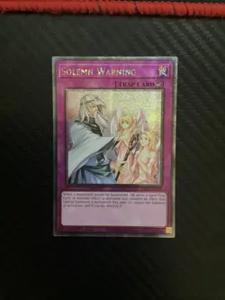 Yugioh! 1x Solemn Warning RA02-EN078 Quarter Century Secret Rare 1st Ed NM - Image 1