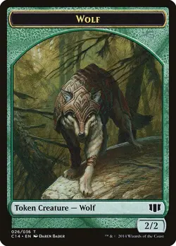 Wolf Token 10x - Green - Bader Art - C14 Commander 2014 MTG Magic NM - Image 1