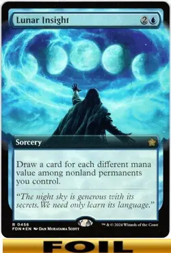 1x - Lunar Insight - FOIL EXTENDED ART #456 - Foundations - NM MTG - Image 1