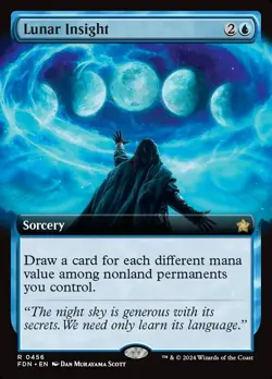 1x - Lunar Insight - Extended Art #456 - Foundations - NM MTG - Image 1