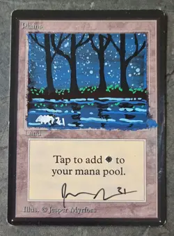 MTG Magic - Beta Plains - Altered and Signed by original artist Jesper Myrfors - Image 1
