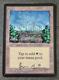 MTG Magic - Beta Plains - Altered and Signed by original artist Jesper Myrfors - Image 1