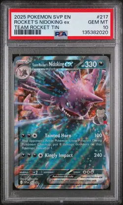 2025 POKEMON SVP EN-SV BLACK STAR PROMO #217 TEAM ROCKET'S NIDOKING EX PSA 10 - Image 1