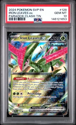 2024 POKEMON SVP EN-SV BLACK STAR PROMO PARADOX CLASH TIN IRON LEAVES EX PSA 10 - Image 1