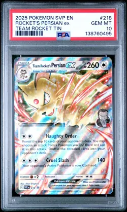 2025 POKEMON SVP EN-SV BLACK STAR PROMO #218 TEAM ROCKET'S PERSIAN EX PSA 10 - Image 1