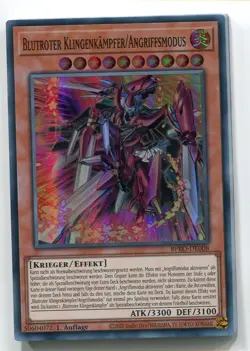 Yu-Gi-Oh! Blutroter Klingenkampfer Angriffsmodus Super Rare BPRO-DE008 - Image 1