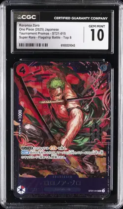 2025 ONE PIECE JAPANESE TOURNAMENT PROMOS #ST21-015 RORONOA ZORO CGC 10 GEM MINT - Image 1