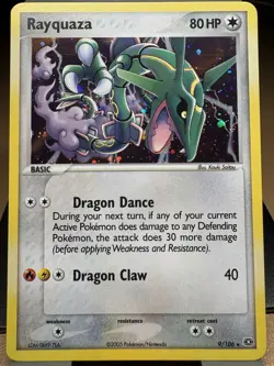 2005 Pokemon TCG Rayquaza EX Emerald Holo Card 9/106 Rare - Image 1