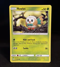Rowlet 17/236 Common Cosmic Eclipse Lightly Played Pokemon Card Starter - Image 1