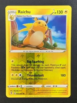 Raichu 050/203 Reverse Holo Rare Evolving Skies Pokemon Card 2021 - Image 1