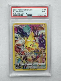 2023 POKEMON SWORD AND SHIELD CROWN ZENITH 160 FULL ART/PIKACHU - PSA 9 - Image 1