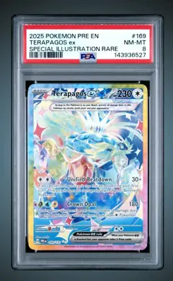 POKEMON TERAPAGOS EX #169 PSA 8 Prismatic Evolutions TCG Special Illustration - Image 3