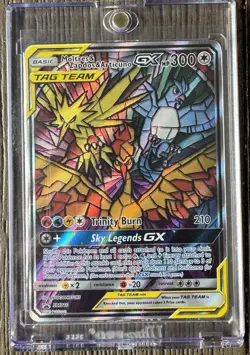 Pokemon TCG Moltres Zapdos Articuno GX SM210 Stained Glass Promos Holo - Image 1