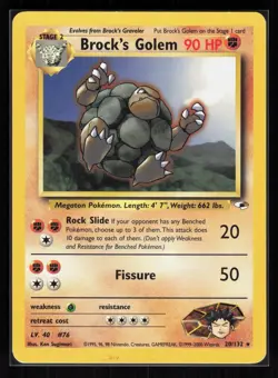 Brock's Golem Unlimited Rare Pokemon Gym Heroes 020/132 HP - Image 1