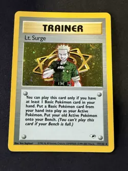 Pokemon - Lt. Surge (17) - Trainer - HoloFoil SWIRL! - Gym Heroes 17/132 - NM - Image 1