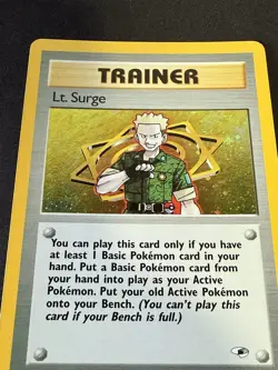 Pokemon - Lt. Surge (17) - Trainer - HoloFoil SWIRL! - Gym Heroes 17/132 - NM - Image 2
