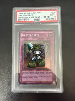 PSA 9 MINT 2002 YU-GI-OH! PSV Graverobber Pharaoh's Servant 1st Edition 008 - Image 1