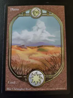 Plains 1998 Unglued UGL Full Art Basic Land LP MTG Christopher Rush - Image 1